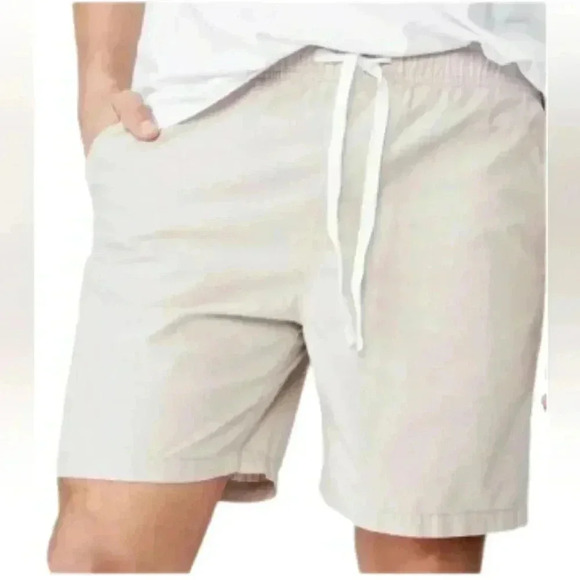 Mens 100% Cotton On Garments L Elastic Waistband Drawstring Beige PullOn Shorts - Picture 1 of 14